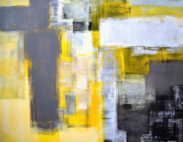 Grey and Yellow Abstract Art Painting 3